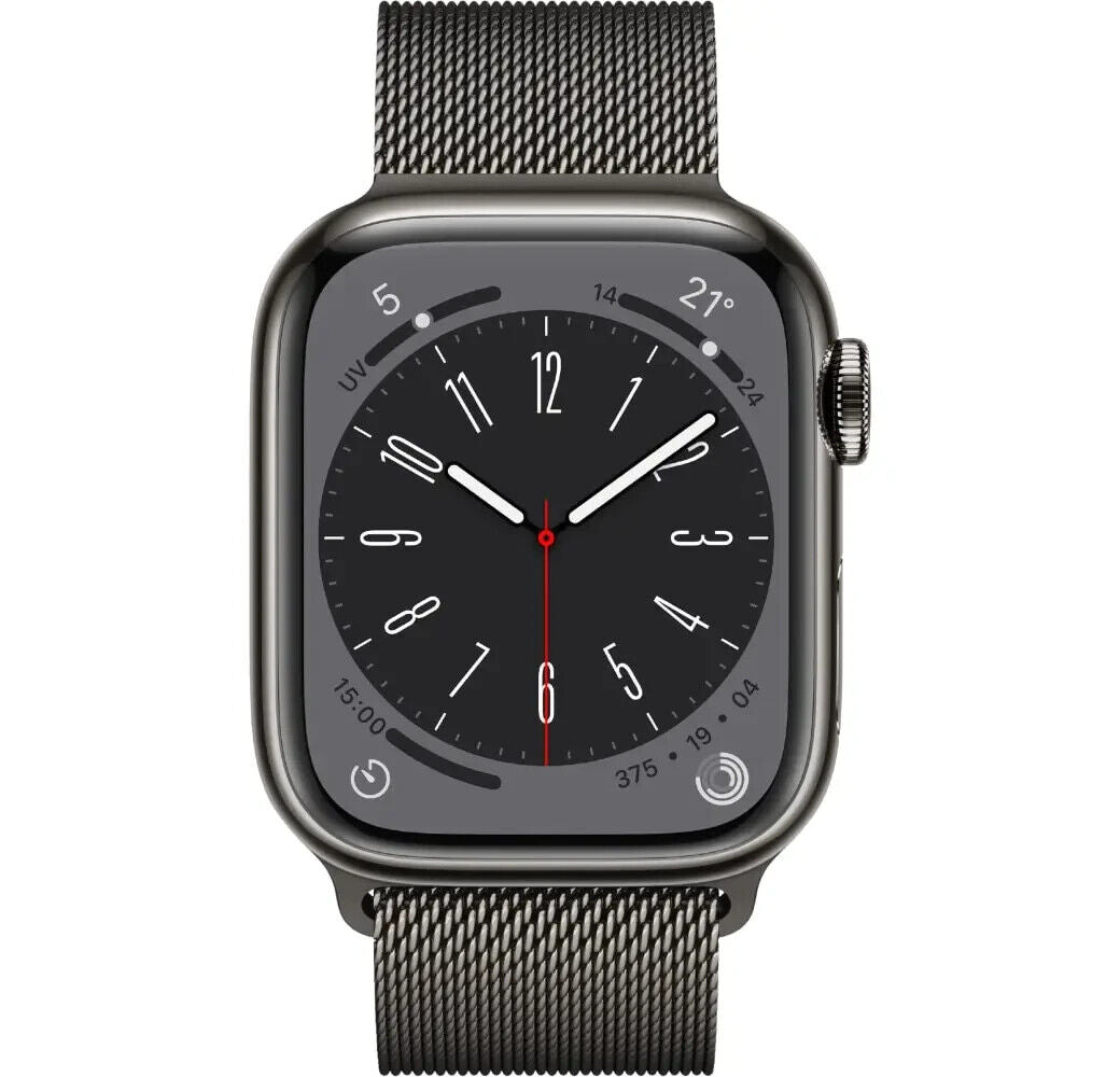 Apple Watch Series 8 GPS Cellular Edelstahl Case Milanese Band, 45mm Graphite