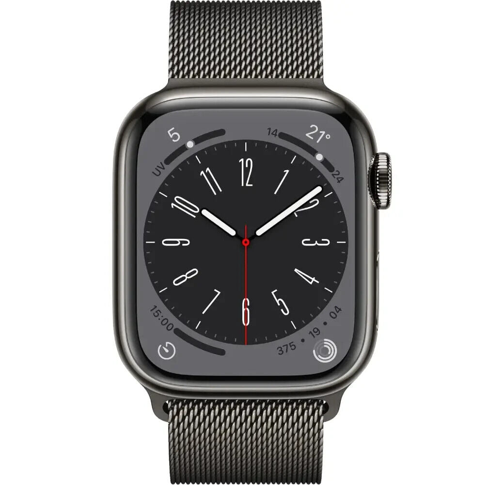 Apple Watch Series 8 41mm Silber Edelstahlgehäuse mit Milanaise Armband