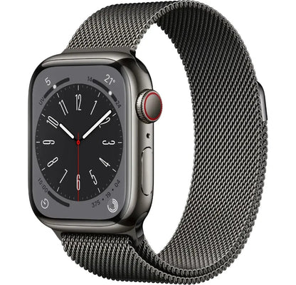 Apple Watch Series 8 41mm Silber Edelstahlgehäuse mit Milanaise Armband