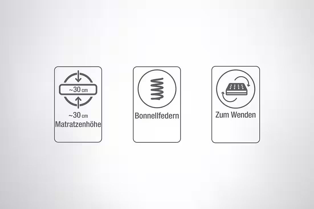 Bonnellfederkernmatratze Majestät Luxus, Boxspringmatratze  160x200 cm (30 cm hoch, H3, wendbar, ergonomisch, atmungsaktiv)