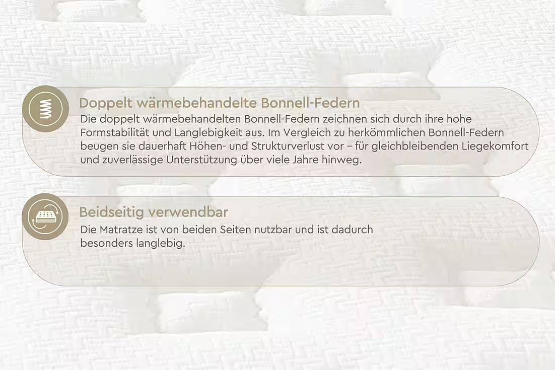 Bonnellfederkernmatratze Majestät Luxus, Boxspringmatratze  160x200 cm (30 cm hoch, H3, wendbar, ergonomisch, atmungsaktiv)