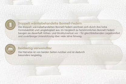 Bonnellfederkernmatratze Majestät Luxus, Boxspringmatratze  160x200 cm (30 cm hoch, H3, wendbar, ergonomisch, atmungsaktiv)